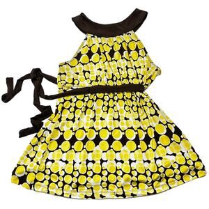 Y2K 2000s Rampage Babydoll Top Size M Yellow Brown Polka Dots Mod Aesthetic